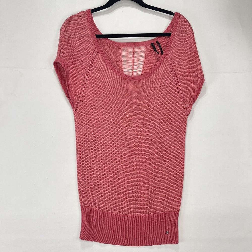 GUESS Los Angeles Womens Small Top Open Knit Coral Sweater - Picture 12 of 14